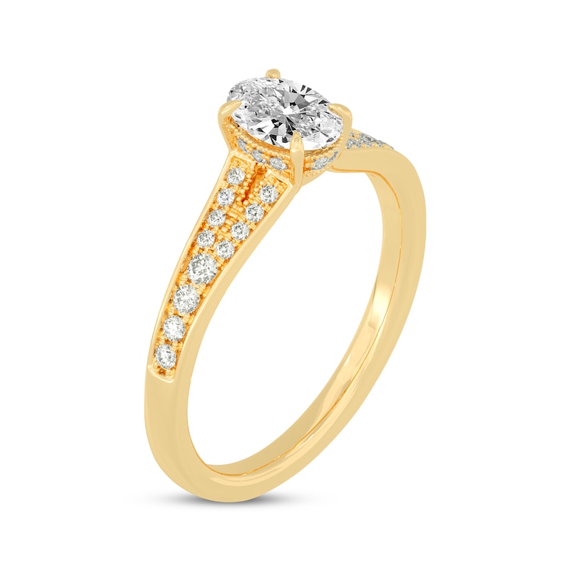 Main Image 2 of Now + Forever Oval & Round-Cut Split-Shank Engagement Ring 3/4 ct tw 14K Yellow Gold