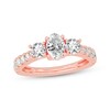 Thumbnail Image 1 of Memories Moments Magic Oval & Round-Cut Three-Stone Diamond Engagement Ring 2 ct tw 14K Rose Gold