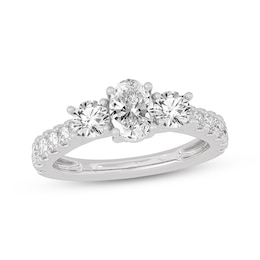 Memories Moments Magic Oval & Round-Cut Three-Stone Diamond Engagement Ring 2 ct tw 14K White Gold