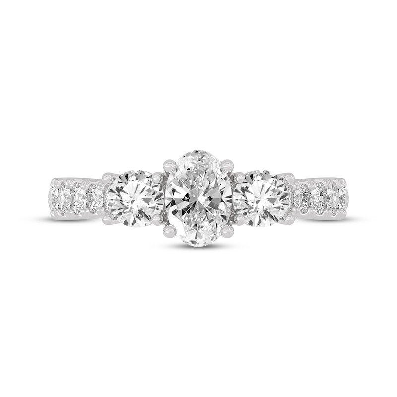 Main Image 3 of Memories Moments Magic Oval & Round-Cut Three-Stone Diamond Engagement Ring 2 ct tw 14K White Gold
