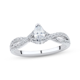 Now + Forever Marquise & Round-Cut Diamond Engagement Ring 3/4 ct tw 14K White Gold