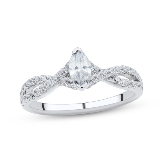 Now + Forever Marquise & Round-Cut Diamond Engagement Ring 3/4 ct tw 14K White Gold