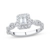 Thumbnail Image 0 of Emerald & Round-Cut Diamond Engagement Ring 1 ct tw Platinum