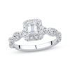 Thumbnail Image 1 of Now + Forever Emerald & Round-Cut Diamond Engagement Ring 1 ct tw Platinum