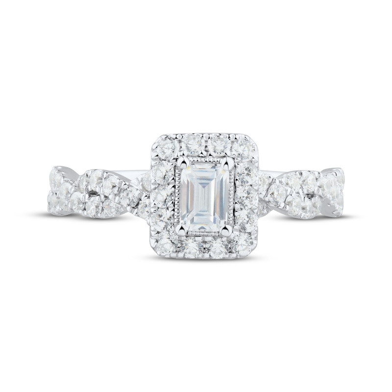 Main Image 3 of Now + Forever Emerald & Round-Cut Diamond Engagement Ring 1 ct tw Platinum