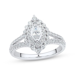 Now + Forever Marquise & Round-Cut Diamond Engagement Ring 3/4 ct tw 14K White Gold