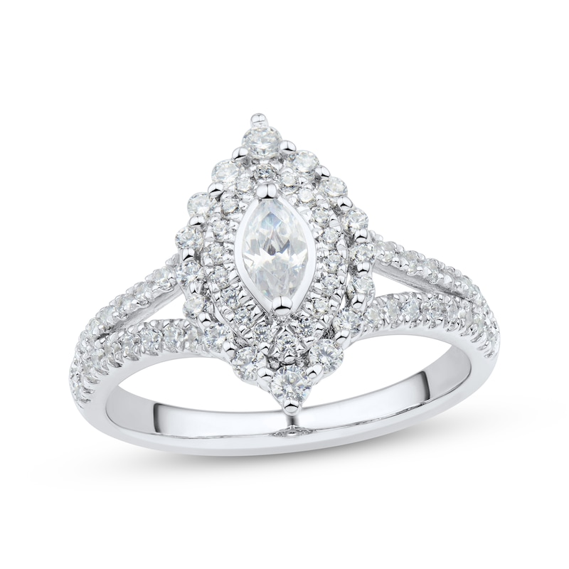 Main Image 1 of Now + Forever Marquise & Round-Cut Diamond Engagement Ring 3/4 ct tw 14K White Gold