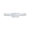 Thumbnail Image 3 of Memories Moments Magic Princess-Cut, Pear-Shaped & Round-Cut Diamond Three-Stone Engagement Ring 3/4 ct tw 14K White Gold