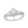 Thumbnail Image 1 of Memories Moments Magic Vintage-Style Marquise & Round-Cut Diamond Three-Stone Engagement Ring 3/4 ct tw 14K White Gold