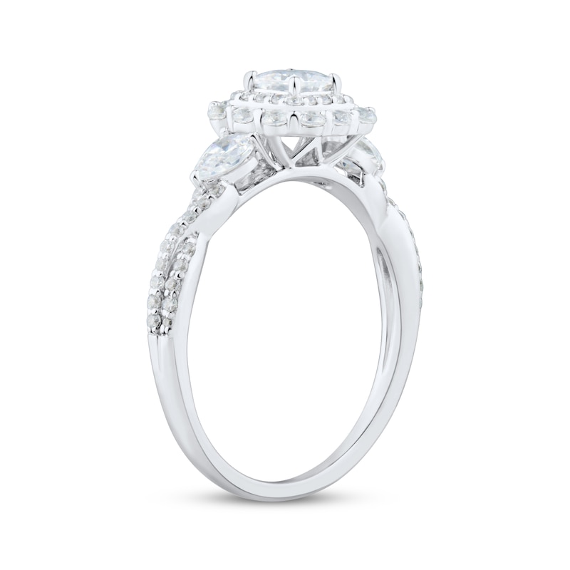Main Image 2 of Now + Forever Princess-Cut, Pear-Shaped & Round-Cut Diamond Three-Stone Engagement Ring 1 ct tw 14K White Gold