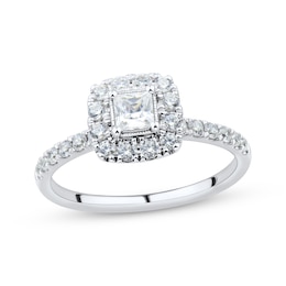 Now + Forever Princess & Round-Cut Diamond Engagement Ring 3/4 ct tw Platinum
