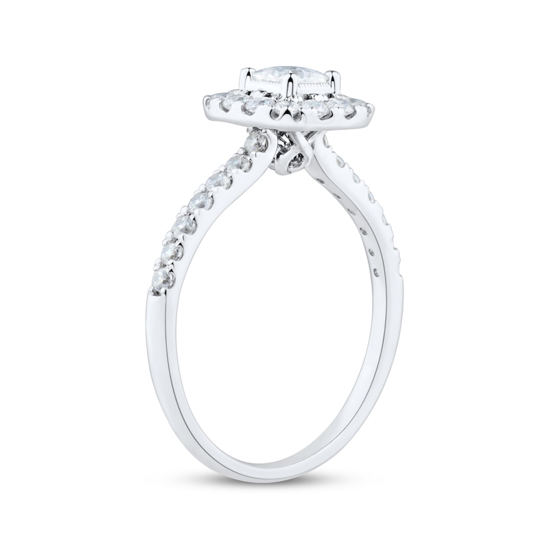 Princess & Round-Cut Diamond Engagement Ring 3/4 ct tw Platinum