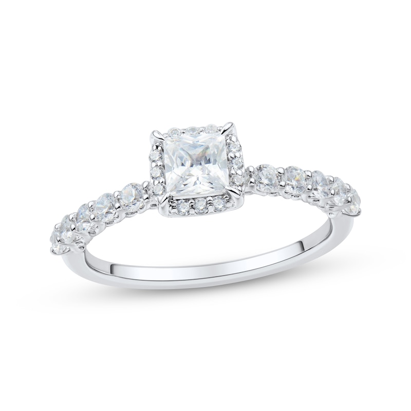 Princess & Round-Cut Diamond Engagement Ring 1 ct tw Platinum