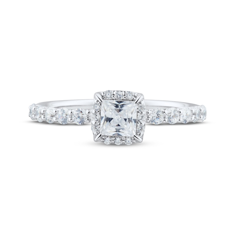 Princess & Round-Cut Diamond Engagement Ring 1 ct tw Platinum