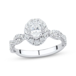 Now + Forever Oval & Round-Cut Diamond Engagement Ring 1 ct tw Platinum