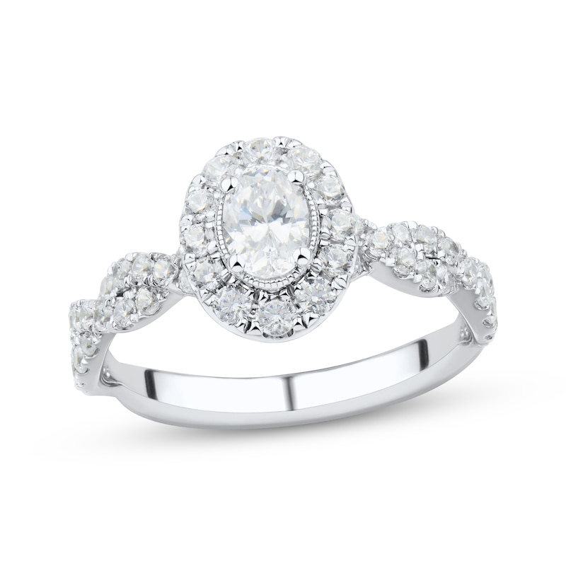 Oval & Round-Cut Diamond Engagement Ring 1 ct tw Platinum