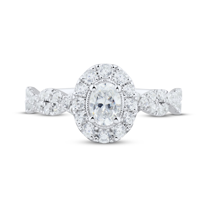 Oval & Round-Cut Diamond Engagement Ring 1 ct tw Platinum