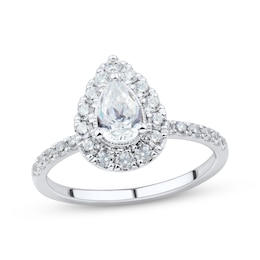 Now + Forever Pear-Shaped & Round-Cut Diamond Engagement Ring 1 ct tw Platinum