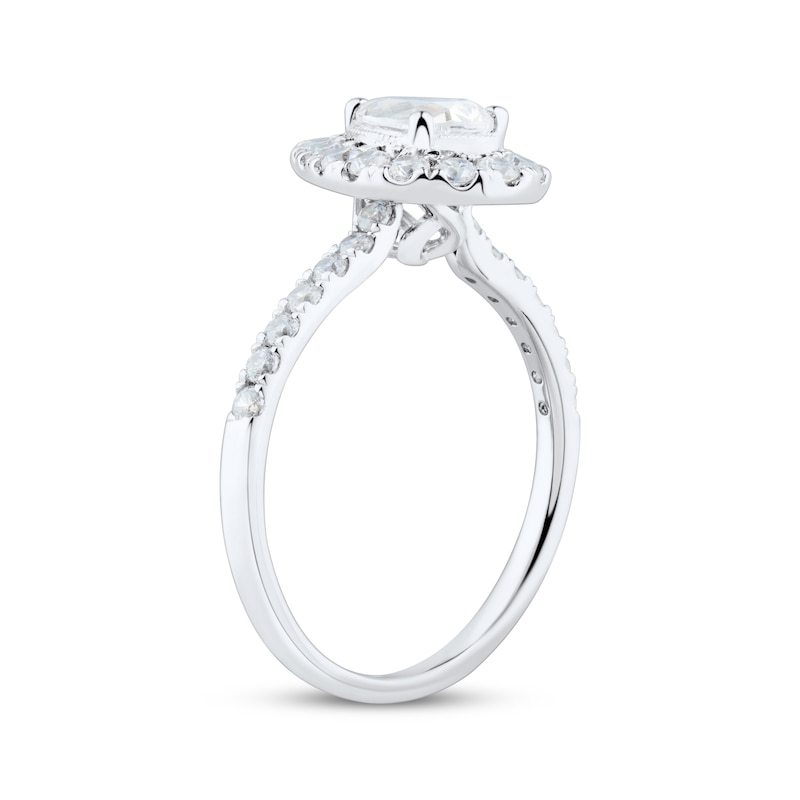 Pear-Shaped & Round-Cut Diamond Engagement Ring 1 ct tw Platinum