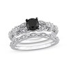 Thumbnail Image 1 of Now + Forever Vintage-Style Round-Cut Black & White Diamond Bridal Set 7/8 ct tw 14K White Gold 14K White Gold
