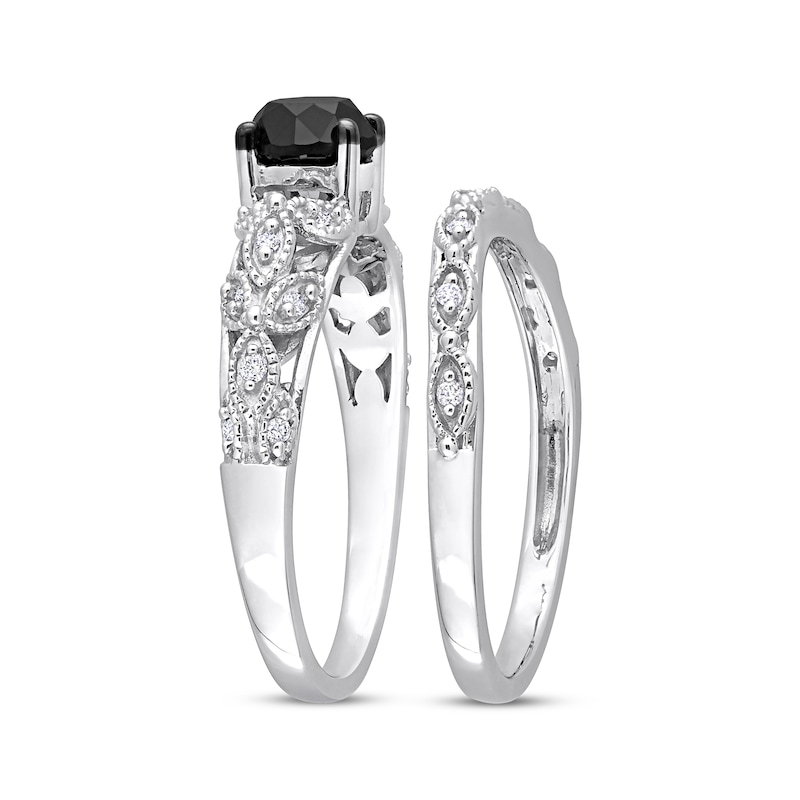 Main Image 2 of Now + Forever Vintage-Style Round-Cut Black & White Diamond Bridal Set 7/8 ct tw 14K White Gold 14K White Gold