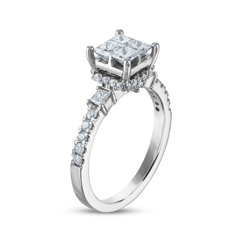 Main Image 2 of Now + Forever Princess & Round-Cut Diamond Engagement Ring 1 ct tw 14K White Gold