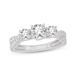 Memories Moments Magic Round-Cut Three-Stone Diamond Engagement Ring 2 ct tw 14K White Gold