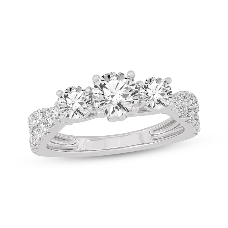 Main Image 1 of Memories Moments Magic Round-Cut Three-Stone Diamond Engagement Ring 2 ct tw 14K White Gold