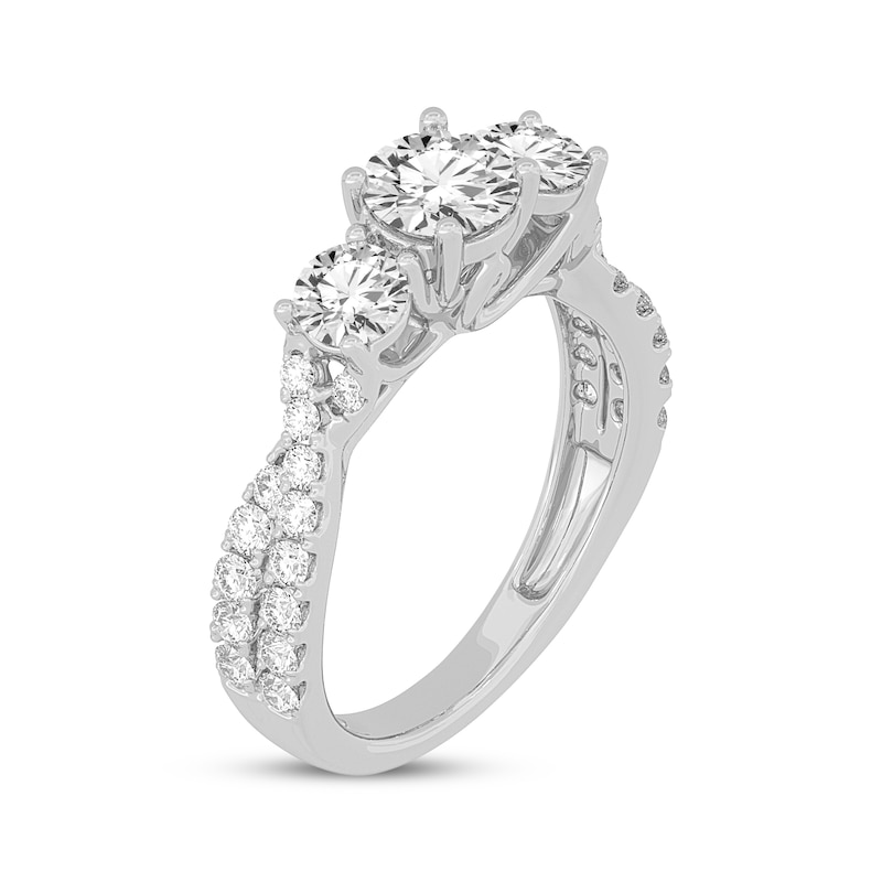 Main Image 2 of Memories Moments Magic Round-Cut Three-Stone Diamond Engagement Ring 2 ct tw 14K White Gold
