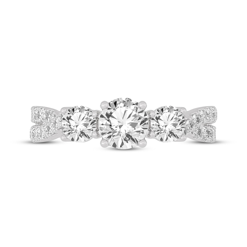 Main Image 3 of Memories Moments Magic Round-Cut Three-Stone Diamond Engagement Ring 2 ct tw 14K White Gold