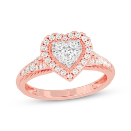 Now + Forever Round-Cut Diamond Heart-Shaped Engagement Ring 1/2 ct tw 10K Rose Gold