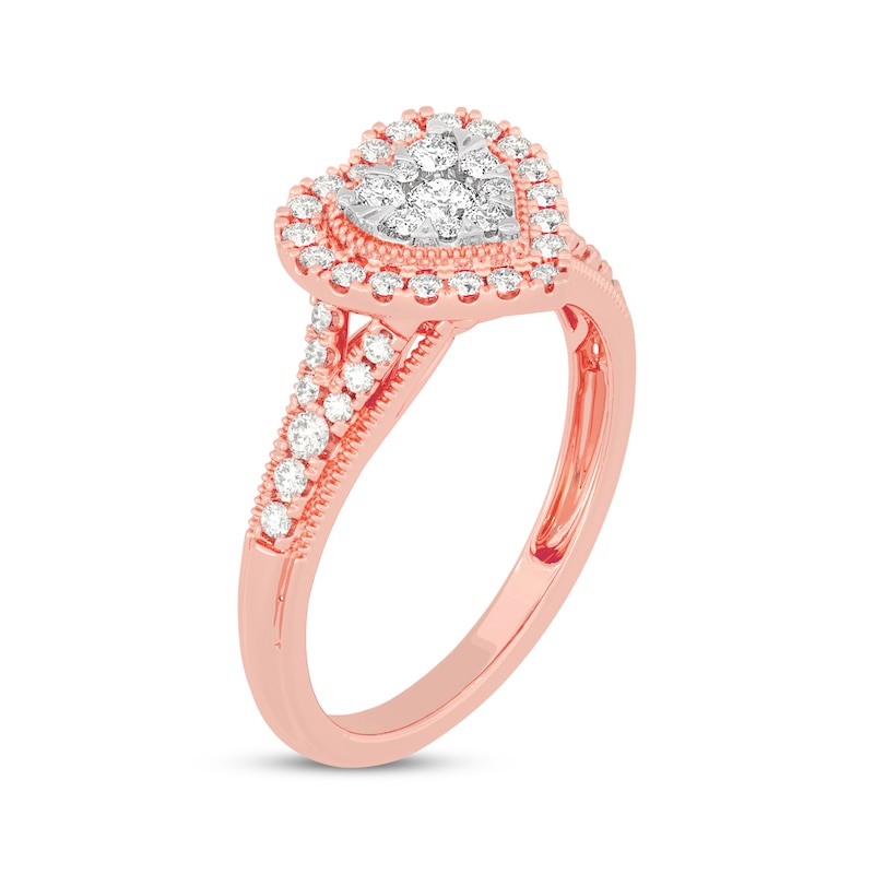 Main Image 2 of Now + Forever Round-Cut Diamond Heart-Shaped Engagement Ring 1/2 ct tw 10K Rose Gold