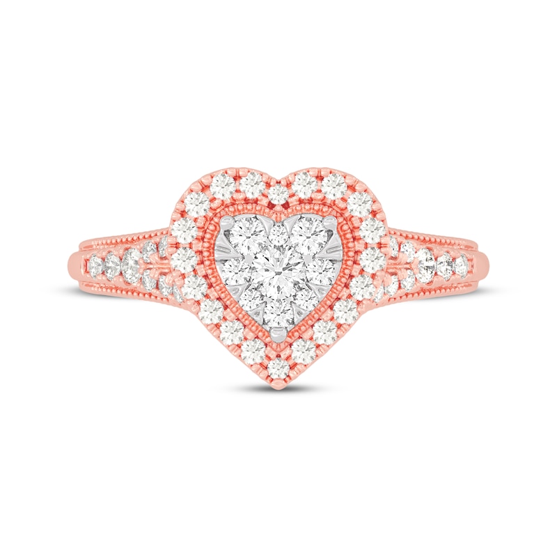 Main Image 3 of Now + Forever Round-Cut Diamond Heart-Shaped Engagement Ring 1/2 ct tw 10K Rose Gold