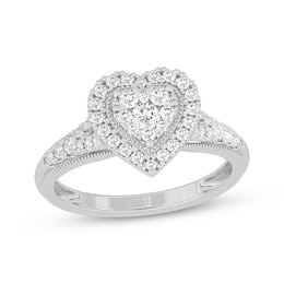 Now + Forever Round-Cut Diamond Heart-Shaped Engagement Ring 1/2 ct tw 10K White Gold