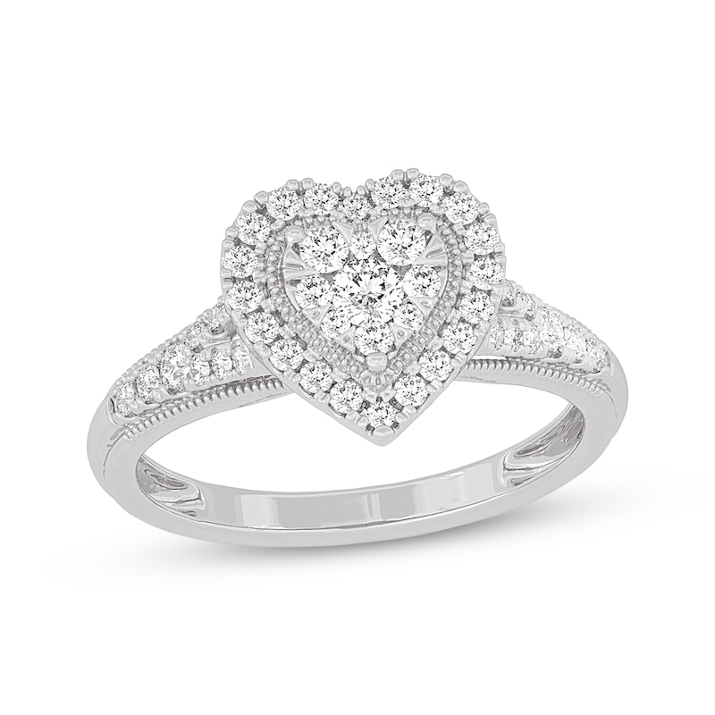 Zales 1 Ct. T.W. Heart-Shaped Diamond Frame Ring in 14K White Gold