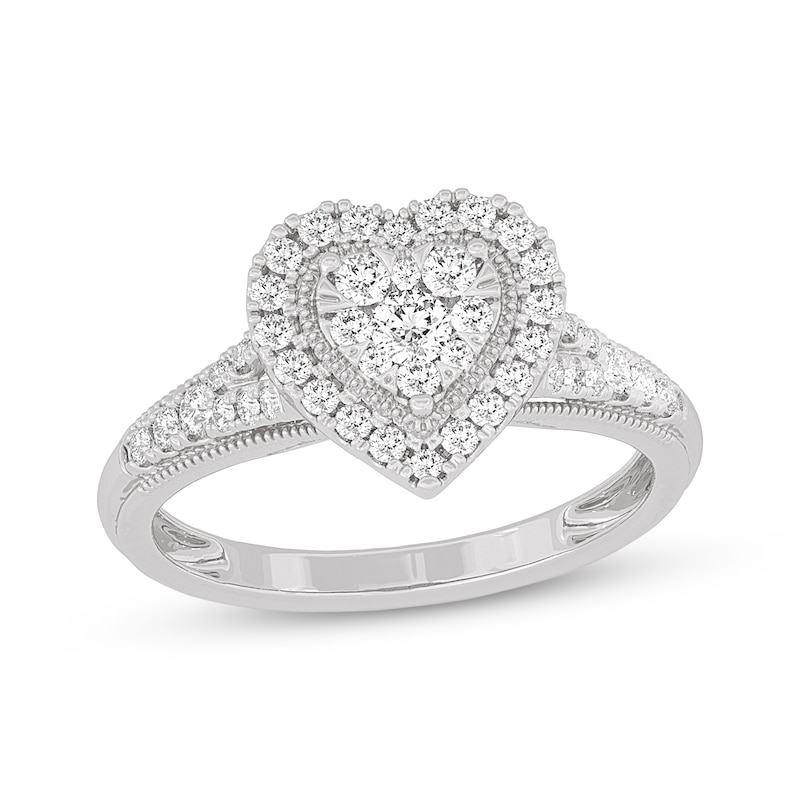 Main Image 1 of Now + Forever Round-Cut Diamond Heart-Shaped Engagement Ring 1/2 ct tw 10K White Gold