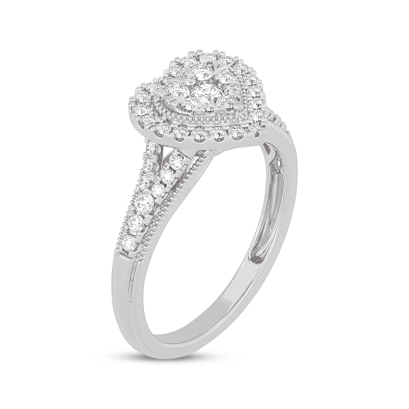 Main Image 2 of Now + Forever Round-Cut Diamond Heart-Shaped Engagement Ring 1/2 ct tw 10K White Gold