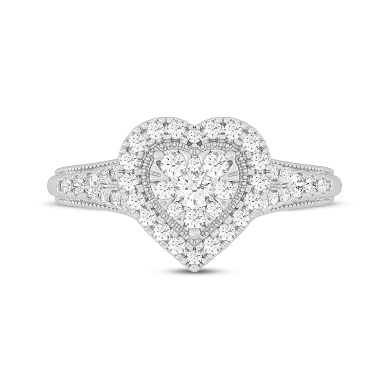 Main Image 3 of Now + Forever Round-Cut Diamond Heart-Shaped Engagement Ring 1/2 ct tw 10K White Gold