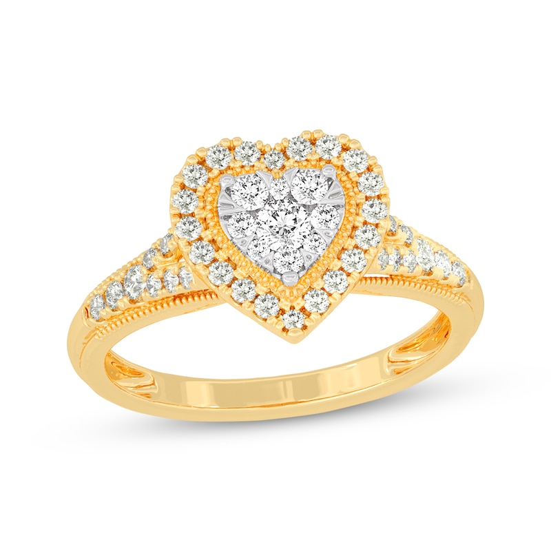 Main Image 1 of Now + Forever Round-Cut Diamond Heart-Shaped Engagement Ring 1/2 ct tw 10K Yellow Gold