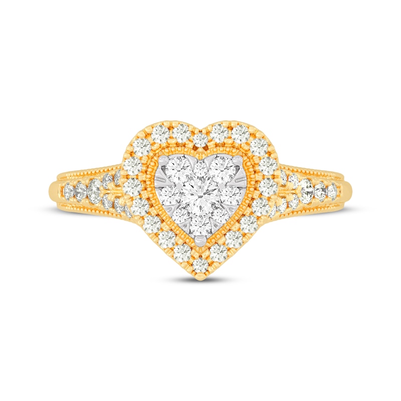 Main Image 3 of Now + Forever Round-Cut Diamond Heart-Shaped Engagement Ring 1/2 ct tw 10K Yellow Gold