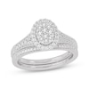 Thumbnail Image 1 of Now + Forever Round-Cut Multi-Diamond Center Oval-Frame Bridal Set 1/2 ct tw 10K White Gold