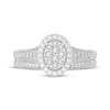 Thumbnail Image 3 of Now + Forever Round-Cut Multi-Diamond Center Oval-Frame Bridal Set 1/2 ct tw 10K White Gold