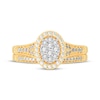 Thumbnail Image 3 of Now + Forever Round-Cut Multi-Diamond Center Oval-Frame Bridal Set 1/2 ct tw 10K Yellow Gold