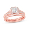 Thumbnail Image 1 of Now + Forever Round-Cut Multi-Diamond Center Cushion-Frame Bridal Set 1/2 ct tw 10K Rose Gold