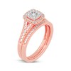 Thumbnail Image 2 of Now + Forever Round-Cut Multi-Diamond Center Cushion-Frame Bridal Set 1/2 ct tw 10K Rose Gold