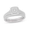 Thumbnail Image 1 of Now + Forever Round-Cut Multi-Diamond Center Cushion-Frame Bridal Set 1/2 ct tw 10K White Gold