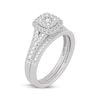 Thumbnail Image 2 of Now + Forever Round-Cut Multi-Diamond Center Cushion-Frame Bridal Set 1/2 ct tw 10K White Gold