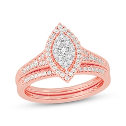 Now + Forever Round-Cut Multi-Diamond Center Marquise-Frame Bridal Set 1/2 ct tw 10K Rose Gold