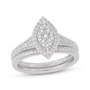 Thumbnail Image 1 of Now + Forever Round-Cut Multi-Diamond Center Marquise-Frame Bridal Set 1/2 ct tw 10K White Gold