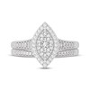 Thumbnail Image 3 of Now + Forever Round-Cut Multi-Diamond Center Marquise-Frame Bridal Set 1/2 ct tw 10K White Gold